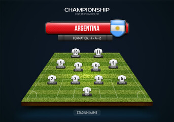 Sport scoreboard with team formation on soccer field. Vector template for your design. © Igor