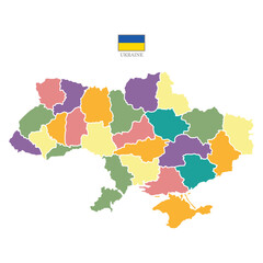 Silhouette and colored Ukraine map