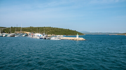 Obraz premium Panoramic view of the coast of Sigacik Seferihisar Izmir, Turkey