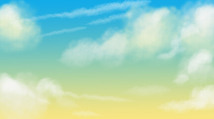 Background with sky and clouds. Atmosphere Full natural event. Digital illustration.