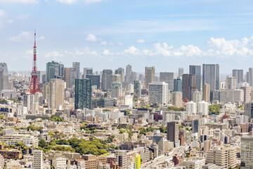 Fototapeta na wymiar 太陽の光が綺麗な東京の高層ビル群