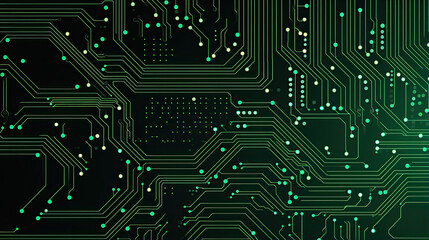 Obraz premium electronic board electrical technology hardware circuit line pattern on plain green background