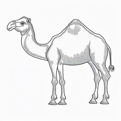 Cartoon camel full body outline with generative AI technology
