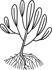 cartoon tree with root illustration.
