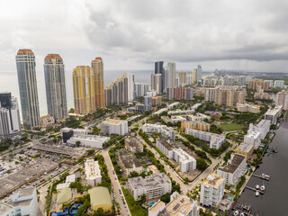 Naklejka premium Stock image Sunny Isles Beach Florida. City north of Miami Beach along the Atlantic Ocean