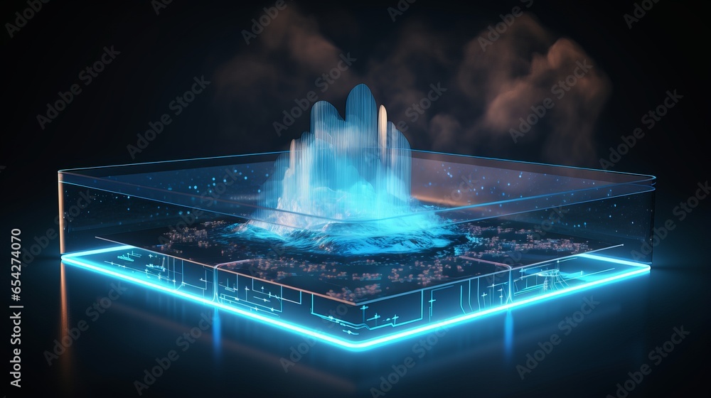 Poster digital futuristic hologram technology with cloud computing