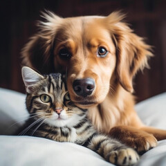 show me a dog and a cat that are best friends, generative ai