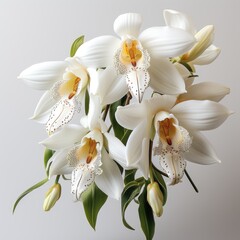 Naklejka na ściany i meble Full View Coelogyne Orchid On A Completely , Isolated On White Background, For Design And Printing