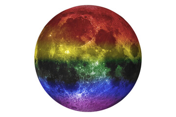 Full Moon with LGBT colors.  "Elements of this image furnished by NASA ", png isolated background, transparent backdrop, LGBT veya GLBT ya da LGBTQ+ colors full moon