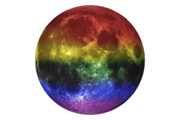 Papier Peint photo Lavable Pleine lune Full Moon with LGBT colors.  "Elements of this image furnished by NASA ", png isolated background, transparent backdrop, LGBT veya GLBT ya da LGBTQ+ colors full moon