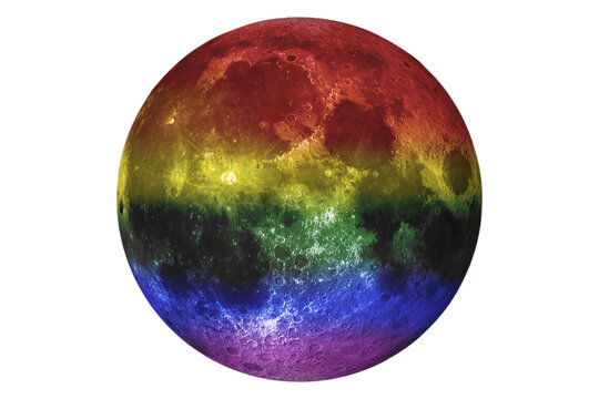 Full Moon with LGBT colors.  "Elements of this image furnished by NASA ", png isolated background, transparent backdrop, LGBT veya GLBT ya da LGBTQ+ colors full moon