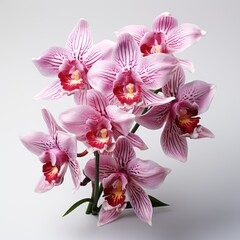 Full View Lockhartia Orchid On A Completely , Isolated On White Background, For Design And Printing