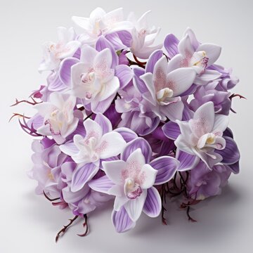Full View Neofinetia Orchid On A Completely , Isolated On White Background, For Design And Printing