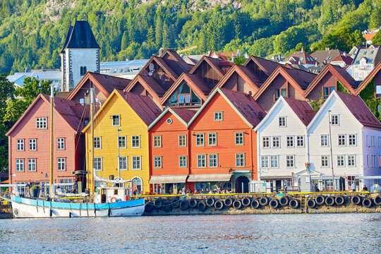 Historical wooden district Bryggen in Bergen, Norway
