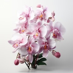 Full View Pescatoria Orchid On A Completely , Isolated On White Background, For Design And Printing