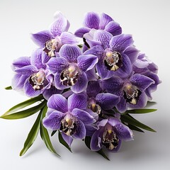 Full View Vanda Orchid On A Completely , Isolated On White Background, For Design And Printing