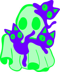 Funny ghost with cats