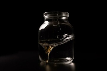 clear liquid in container on black backdrop. Generative AI