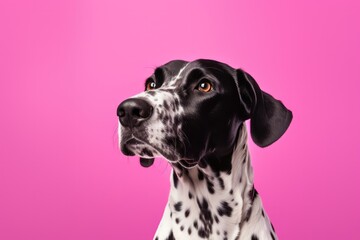 Dog portrait on coloured studio background.