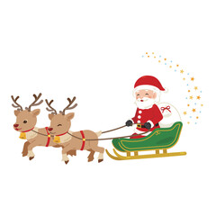 トナカイのソリで走るサンタクロース