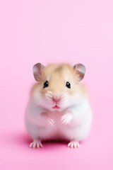 Cute hamster portrait on coloured studio background.