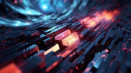 Fototapeta premium Abstract digital background. Can be used for technological processes, neural networks and AI, digital storages, sound and graphic forms, science, education, etc.