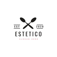 spoon element restaurant breakfast food vintage logo design vector graphic illustration