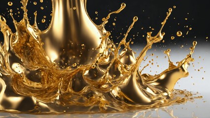 Liquid rosegold splash close up. Side view on white background. Liquid metal crown splash. Generated with AI