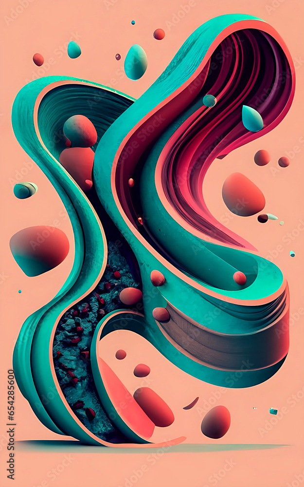 Fototapete 3D abstract  abstract pattern backdrop in multi colored  wave of colorful shade of cool lighting dark contrast computer graphics generative ai for wallpaper