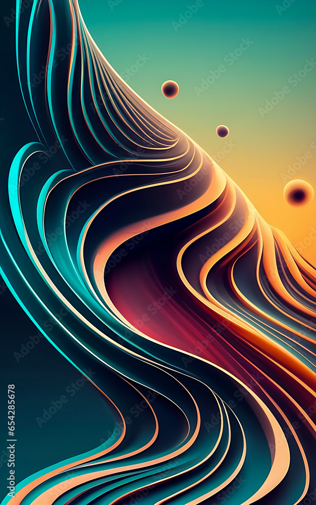Fototapete 3D abstract  abstract pattern backdrop in multi colored  wave of colorful shade of cool lighting dark contrast computer graphics generative ai for wallpaper
