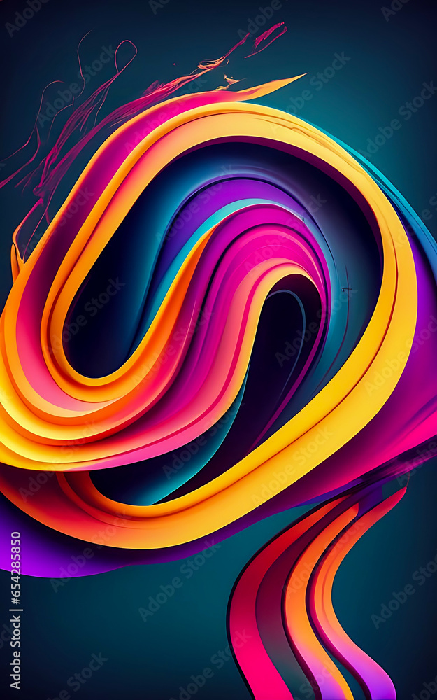 Fototapete 3D abstract  abstract pattern backdrop in multi colored  wave of colorful shade of cool lighting dark contrast computer graphics generative ai for wallpaper