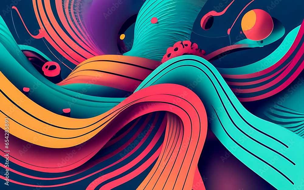 Fototapete 3d abstract abstract pattern backdrop in multi colored wave of colorful shade of cool lighting dark 