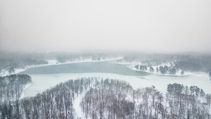 Craighead Forest Lake Snow Aerial