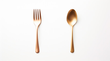 fork and spoon isolated on white background.