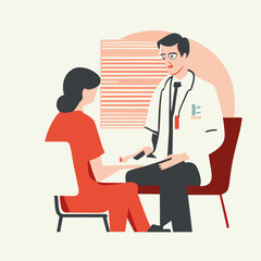 doctor and patient two people conversation doctor appointment consultation vector illustration women
