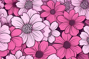 Abstract pink flower pattern.Anti-stress coloring book for children and adults.