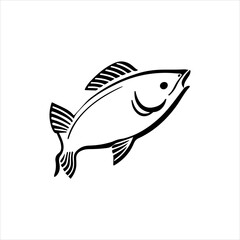 Simple fish flat Icon black vector
