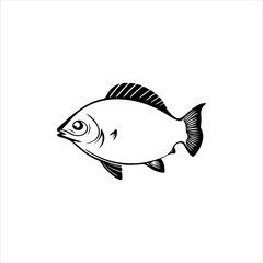 Simple Bream fish flat Icon black vector