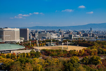 View of the city from Osaka Castle, Japan