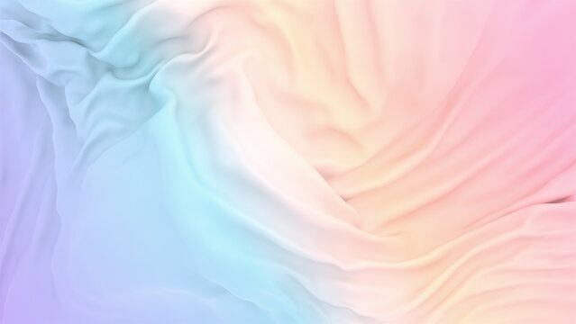 Fototapeta 3d rendered abstract soft rainbow gradient color cloth view from above.
