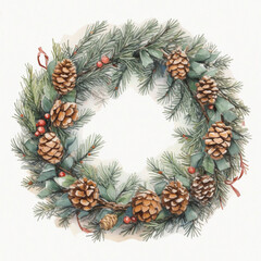 Fototapeta premium christmas wreath with cones