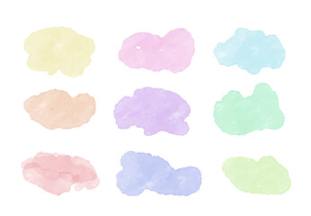 Colorful vector watercolor brush strokes. Rainbow colors watercolor paint stains vector banner backgrounds set