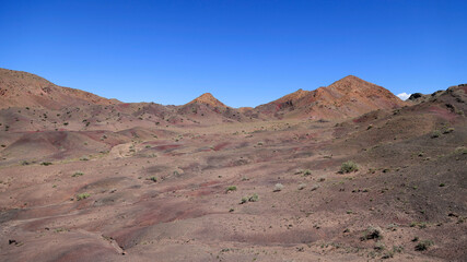 The colors of the hills in the Gobi-Altai Mountains, Mongolia
