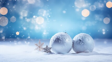 Naklejka na ściany i meble Winter background with Christmas balls, Generative AI