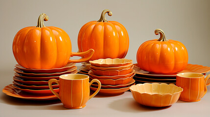 Pumpkin style dinnerware set 