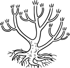 cartoon tree with root illustration.