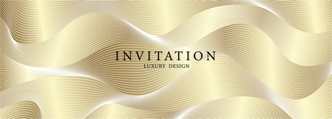 Premium gold cover design with line pattern and gradient background. Luxury golden background cover design, invitation, poster, flyer, wedding card, luxe invite, business banner, prestigious voucher.
