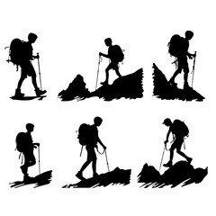 silhouettes of hiking