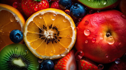 Obraz na płótnie Canvas Juicy and Vibrant Fruits on a pile