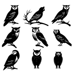 Owl Silhouette and Flying Owl T shirt Designs